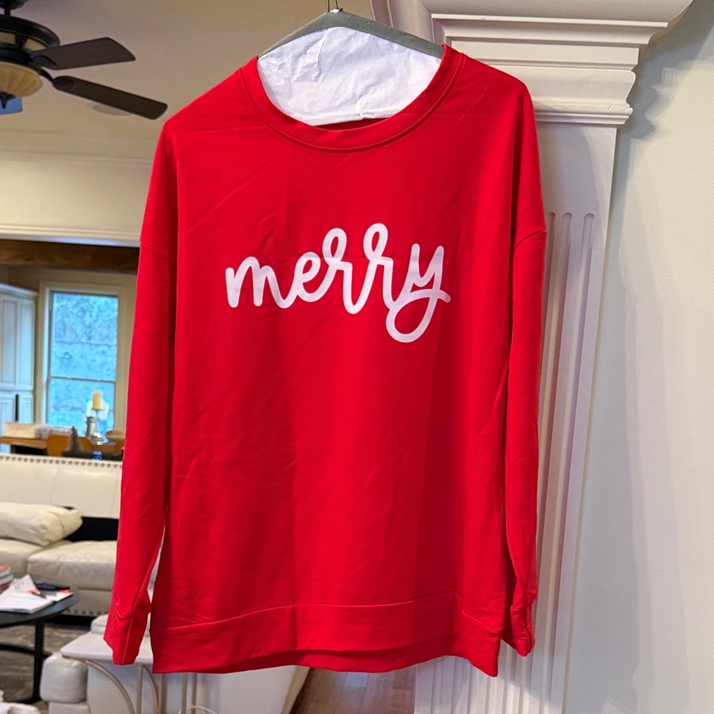 Red 'Merry' Sweatshirt